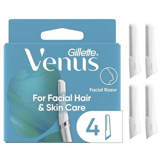 Gillette Venus Facial Razor Refills, Dermaplaning Exfoliating Replacement Blades, 4-Count-Velvo Beauty