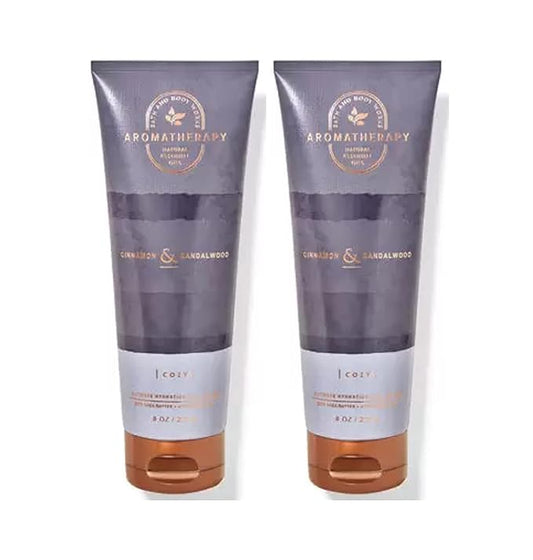 Bath and Body Works Aromatherapy Cinnamon Sandalwood Ultimate Hydration Body Cream 8 Oz. 2 Pack (Cinnamon Sandalwood)-Velvo Beauty