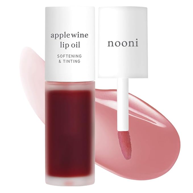 NOONI Korean Lip Oil - Applewine | Long-Lasting, Moisturizing, Plumping, Revitalizing for Dry Lips, Waterproof, No Peel Off, Hydrating, Nourishing Crystal Clear, 0.12 FL Oz-Velvo Beauty