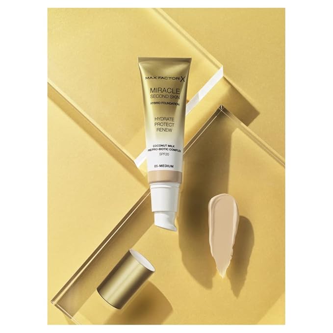 Max Factor Miracle Second Skin Foundation SPF 20-08 Medium Tan Foundation Women 1.01 oz-Velvo Beauty