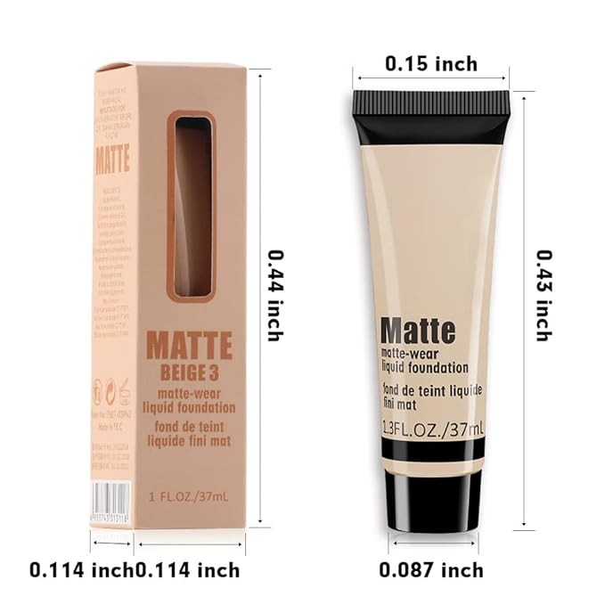 1 Pack Liquid Foundation Cream for Face Makeup,Durable Full Coverage Matte Concealer Make Up,Oil Control & Waterproof Base Primer -1 Fl.Oz (BEIGE 7#)-Velvo Beauty