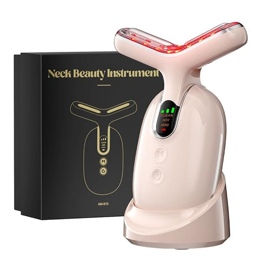 Neck Face Massager, Multifunctional Facial Massager, Face Sculpting Tool for Skin Care with Vibration, Thermal (Pink Silver)-Velvo Beauty