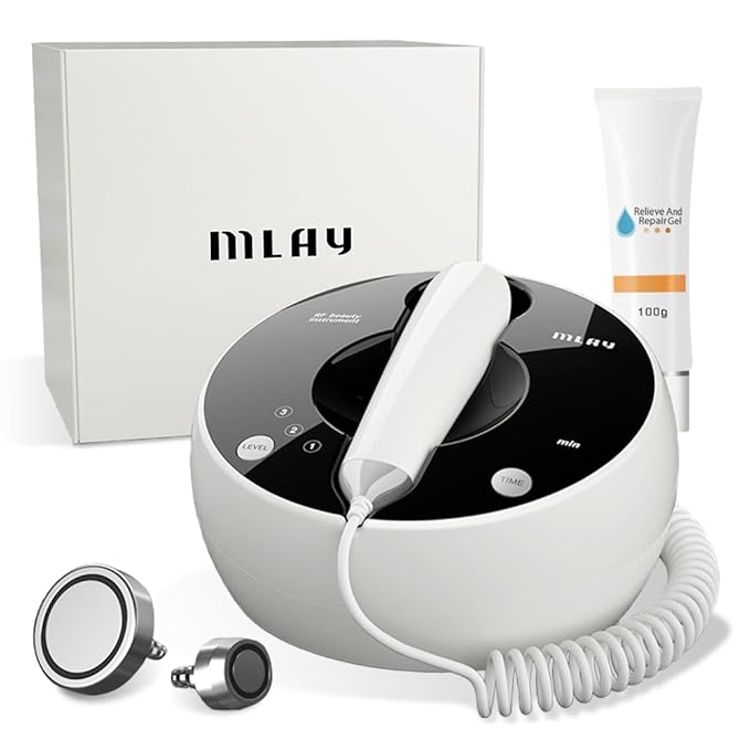 MLAY Professional RF Beauty Machine, Radio Frequency Face Machine with 2 Probes, at Home Radio Frequency Skin Tightening for Lifting, Wrinkle Reducing, Anti Aging - Salon Effects(Gel Included)-Velvo Beauty