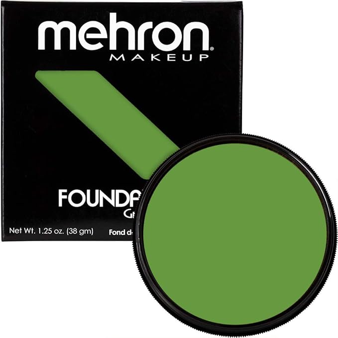 Mehron Makeup Foundation Greasepaint | Stage, Face Paint, Body Paint, Halloween Makeup 1.25 oz (38 g) (GREEN)-Velvo Beauty