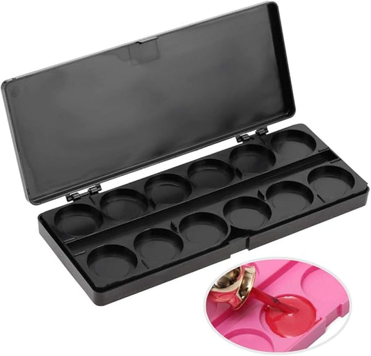 Nail Art Palette, 24 Grid Plastic Nail Art Paint Color Mixing Palette Plate Watercolor Pigment Color Mixing Case Manicure Drawing Tray(Black)-Velvo Beauty