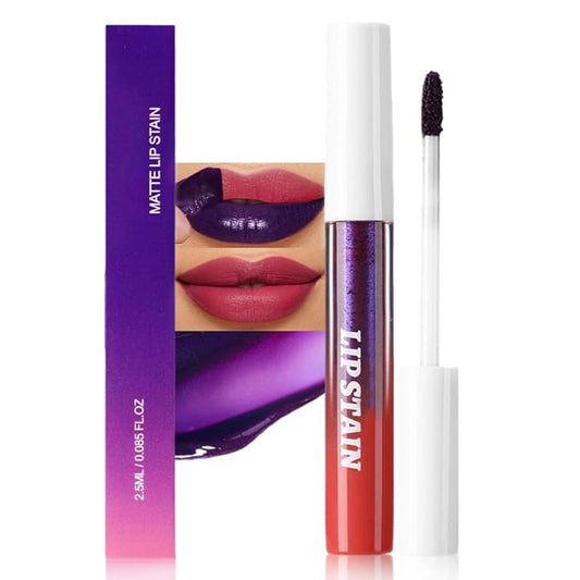 evpct Mauve Red Peel Off Lip Stain Tints, Matte Liquid Lipstick Lip Stain Long Lasting Waterproof for Women, Non-stick Cup Lipstick Peel Off Highly Pigmented Not Faded Smudge-proof Easy to Apply, 02-Velvo Beauty