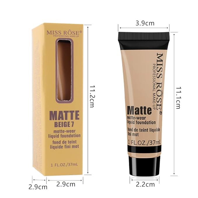 2 Pack Liquid Foundation Cream for Face Makeup,Durable Full Coverage Matte Concealer Make Up,Oil Control & Waterproof Base Primer -1+1 Fl.Oz (BEIGE 7#)-Velvo Beauty