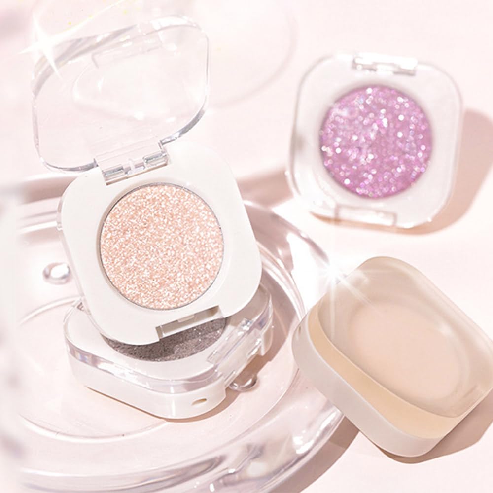 Pear White Shimmer Single Eyeshadow, Natural Warm Champagne Gold Glitter Eyeshadow Palette Makeup, Highly Pigmented Long Lasting Shimmer Shiny Pressed Powder for Women, Vegan & Cruelty-free 11-Velvo Beauty