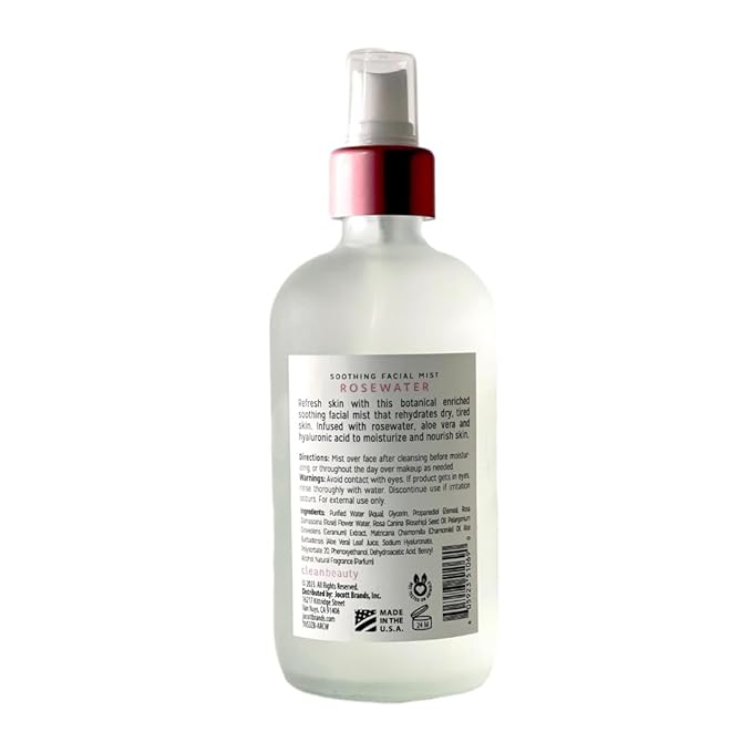 Clean Beauty Rosewater Soothing Facial Mist with Aloe Vera & Hyaluronic Acid - Hydrates, Refreshes & Plumps | Soothe Dry, Irritated Skin (8 Fl Oz)-Velvo Beauty
