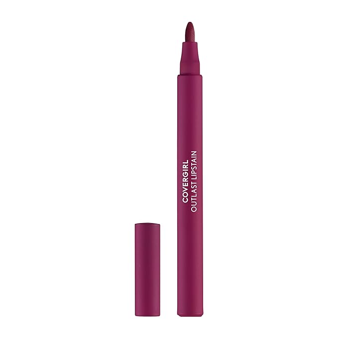 COVERGIRL Outlast, 60 Plum Berry, Lipstain, Smooth Application, Precise Pen-Like Tip, Transfer-Proof, Satin Stained Finish, Vegan Formula, 0.06oz-Velvo Beauty