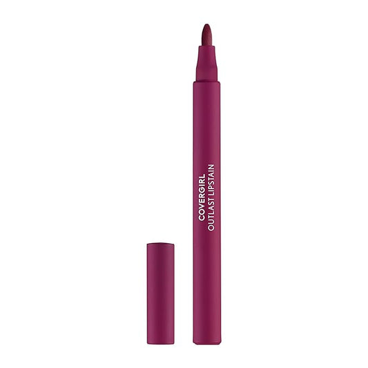 COVERGIRL Outlast, 60 Plum Berry, Lipstain, Smooth Application, Precise Pen-Like Tip, Transfer-Proof, Satin Stained Finish, Vegan Formula, 0.06oz-Velvo Beauty