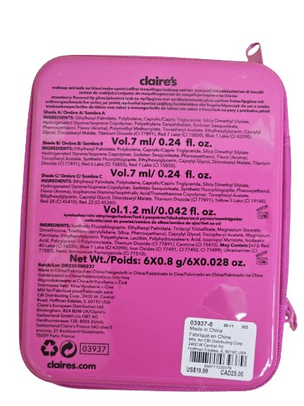 Claire's Y2K Unicorn Pink Bling Makeup Set for Girls- Hot Pink-Velvo Beauty