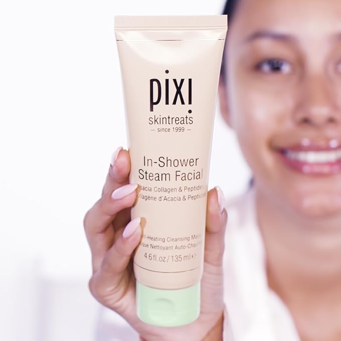 Pixi In-Shower Steam Facial | Gel-to Oil Cleanser for Radiant Skin | Deeply Nourishes, Softens & Tones | Self-heating for Use in Shower or Bath | 4.6 fl oz/ 135 ml-Velvo Beauty