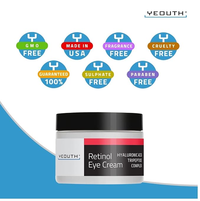YEOUTH Retinol Eye Cream with Hyaluronic Acid, Hydrating Under Eye Cream for a Refreshed Appearance, Retinol Cream for Face, Eye Care 2oz-Velvo Beauty