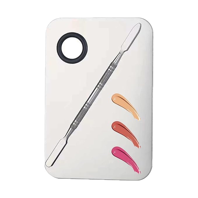 2 in 1 Makeup Mixing Palette Set with Spatula - Stainless Steel Foundation Accessories and Mixing Tools for Cosmetic, Nail Art, Lipstick-Velvo Beauty