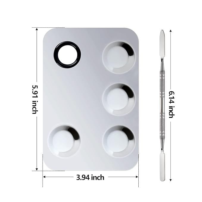 Makeup Mixing Palette, Upgrade Stainless Steel Metal Makeup Mixing Tray with Spatula Tool, Nail-art Palette for Mixing Foundation/Eye Shadow/lipstick/Nail Polish/Pigment (Rectangle)-Velvo Beauty