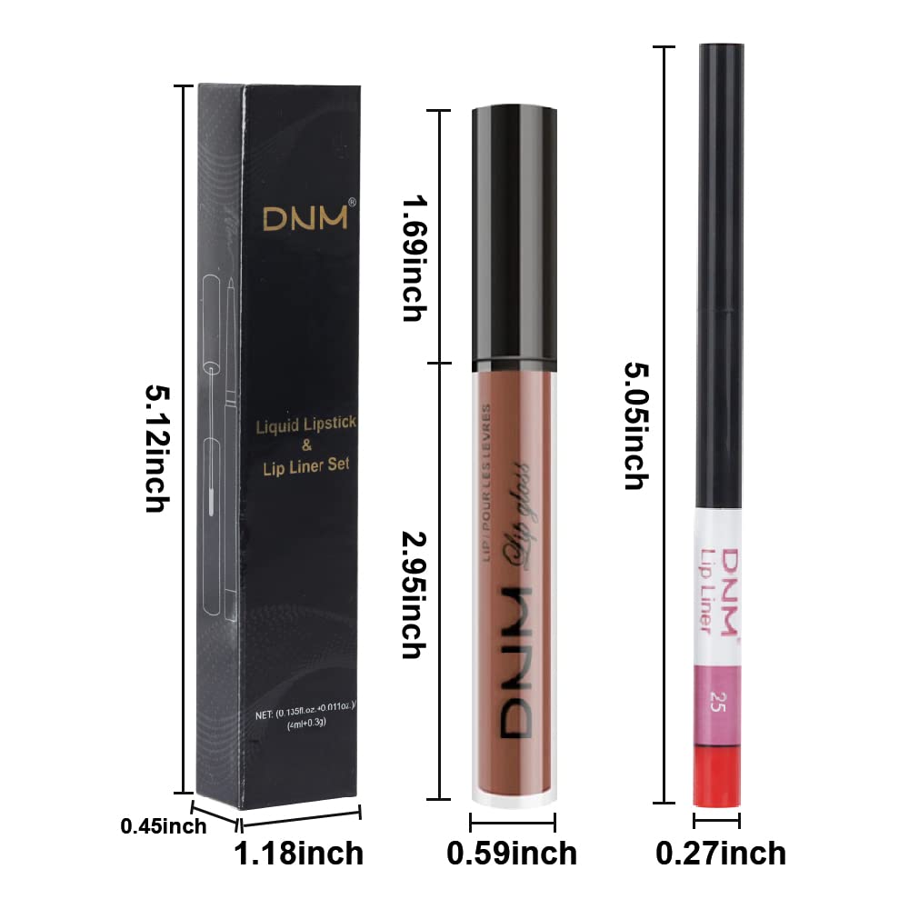 evpct 2Pcs Medium Brown Beige Lip Liner and Matte Lipstick Makeup Sets Vegan Lipstick Lip Liner and Gloss Set Long Lasting Waterproof labiales mate 24 horas originales matte larga duracion 24 25#-Velvo Beauty