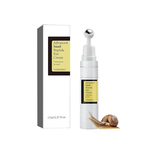 Snail Peptide Eye Cream for Dark Circles, Puffiness and Wrinkle, Snail Mucin & Nicotinamide, Moisturizing, Hydrating, Firming, Massage Ball, 17ml-Velvo Beauty