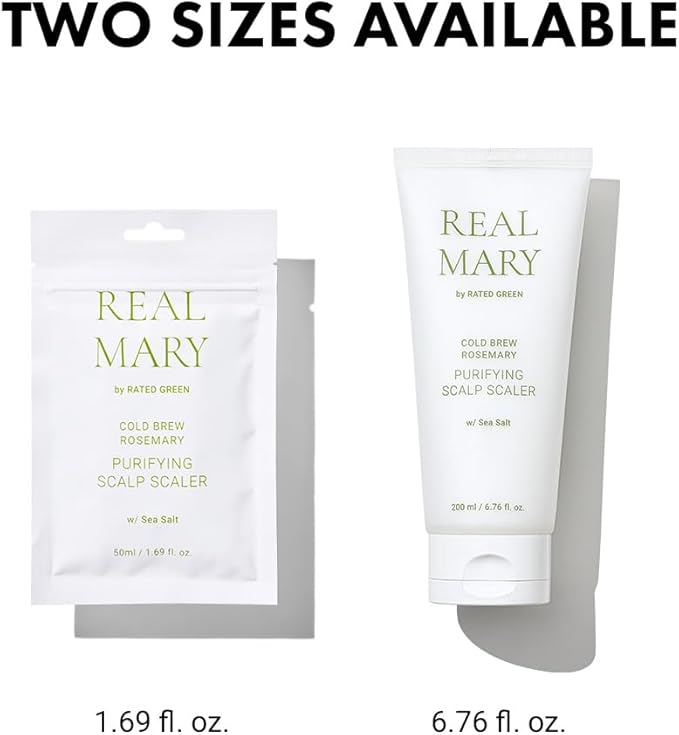 RATED GREEN Real Mary Cold Brew Rosemary Purifying Scalp Scaler w. Sea Salt | Menthol | Deep Refreshing Mask for Oily, Flaky Scalp | Korean Vegan Formula | 1.69 fl oz (Pack of 5)-Velvo Beauty