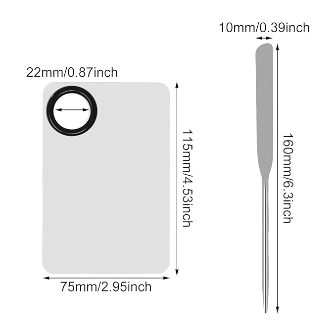 Honbay 1PCS Stainless Steel Makeup Spatula and 1PCS Makeup Mixing Palette with PU Leather Cover for Cosmetic Foundation Pigment Blending-Velvo Beauty