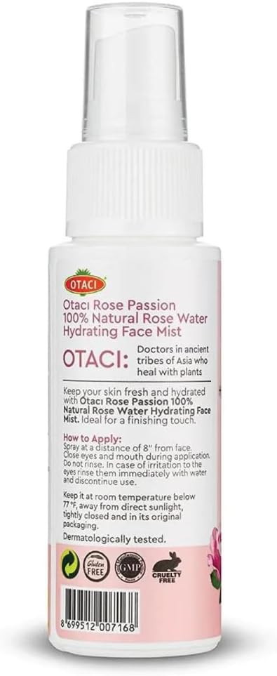 OTACI Rose Passion Face Mist Spray – 100% Natural Rose Water Hydrating Mist for Glowing, Refreshed Skin – Travel Size 50ml – Vegan, Alcohol-Free, for All Skin Types-Velvo Beauty