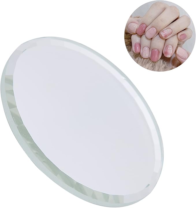 Nail Art Palette, DIY Nail Art Palette Nail Color Mixing Palette Nail Art Manicure Display Drawing Tool Nail Art Plate False Nail Mirror Glass Display Board for Manicure Makeup Paint Art(white)-Velvo Beauty