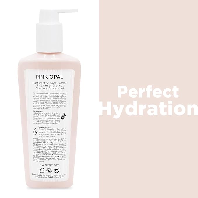 Pink Opal Moisturizing Body Lotion with Coconut Butter and Hyaluronic Acid, 8.5 fl. oz.-Velvo Beauty