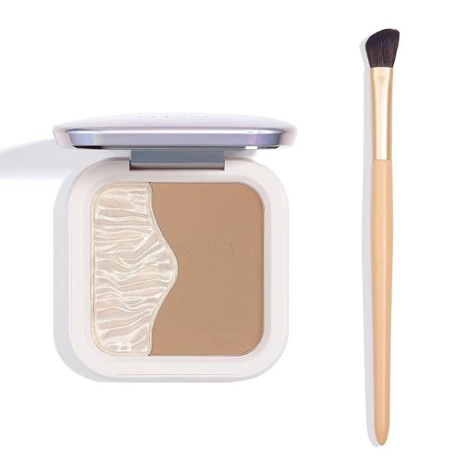ELLESY Highlighter Makeup Palette Shimmer Face Bronzer and Highlighter Contouring Palette Makeup Kit Sculpting Contour Powder Palette with brush-C02-Velvo Beauty