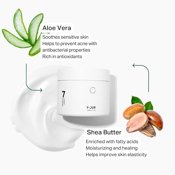 Y’OUR Moisturizing Body Lotion: Daily Hydrating Moisturizer for Dry, Cracked Skin; Vegan, Natural & Organic Skincare with Shea Butter, Aloe Vera, Jojoba Oil & Vitamin E. Made in USA for Women & Men-Velvo Beauty