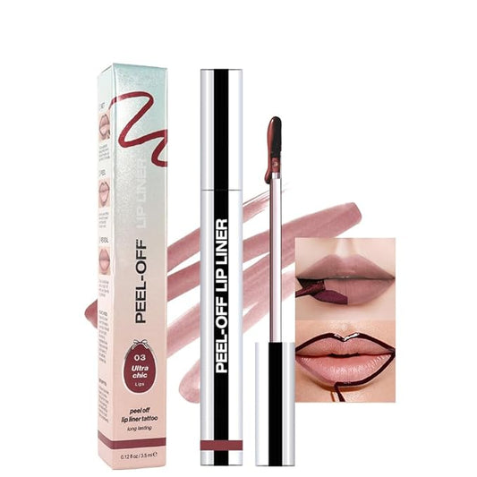 Matte Liquid Lip Stain Peel Off Lip liner Tattoo, Brownish Red Matte Peel Off Lip Stain, Long Lasting Waterproof Lipstick Lip Gloss Stain, Transfer-proof for All Skin Types, 0.12 fl oz 03#-Velvo Beauty