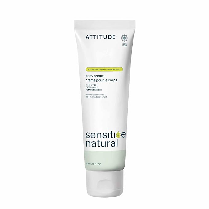 ATTITUDE Body Cream for Sensitive Skin with Oat, EWG Verified, Dermatologically Tested, Vegan, Avocado Oil, 8 Fl Oz-Velvo Beauty