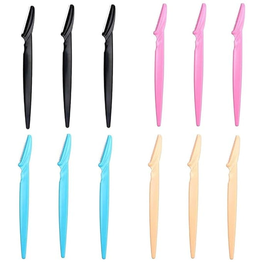Eyebrow Razor for Women, iDeep 12 Pcs Eyebrow Razor with Safety Cover 4 Color Facial Hair Removal Shavers Dermaplane Razor for Women Eyebrow Knife for Trimming and Shaping Eyebrows-Velvo Beauty
