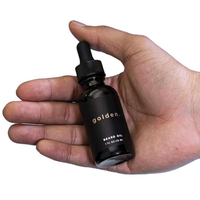 Golden Grooming Co. Beard Oil for Men - Nourishing & Organic Beard Moisturizer - Organic Oil for Beard Growth - All-Natural Formula with Vitamin E - Smooth and Soft Beard - 1 fl oz-Velvo Beauty