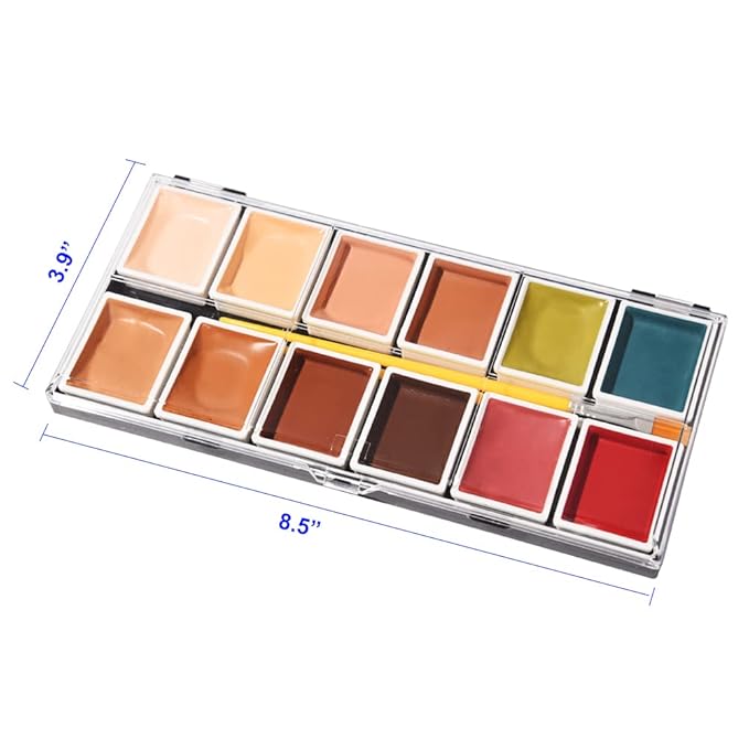 Alcohol Activated Makeup Palette for FX Makeup with Makeup Egg Mimic Wound Sponge Cleaning accessories 12 Colors-Velvo Beauty