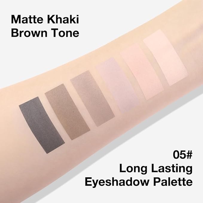 evpct 6 Colors Nude Smokey Eye Shadow Palette Makeup for Blue Brown Eyes, Light Brown Smoky Grey Taupe Black Natural Matte High Pigment Mini Travel Eyeshadow Palette for Older Women, Built in Mirror-Velvo Beauty