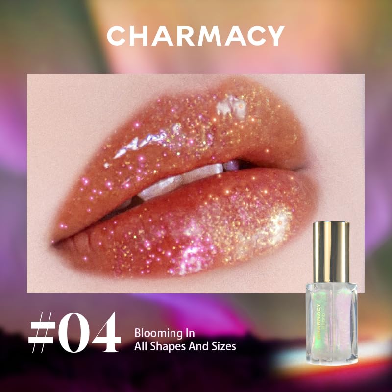 CHARMACY Aurora Chameleon Moisturizing Lip Gloss, MultiColor Shifting Shimmer Lip Gloss, Hydrating Non-Sticky Formula Glitter Lip Glaze, Easy to Apply, Long-Lasting, High-Shine Sheer Finish #04-Velvo Beauty