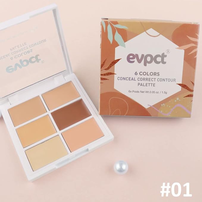 evpct 6 Colors Conceal Correct Cream Contour Makeup Palette for Mature Skin,Light to Neutral,Conceal trouble spots dullness dark circles Correct discolorations Camouflage imperfections Covers redness-Velvo Beauty