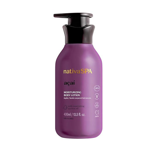 Nativa SPA by O Boticário, Açaí Moisturizing Body Lotion | Long-Lasting Hydration and Lightweight, Fragranced Moisturizer, 13.5 Ounce-Velvo Beauty