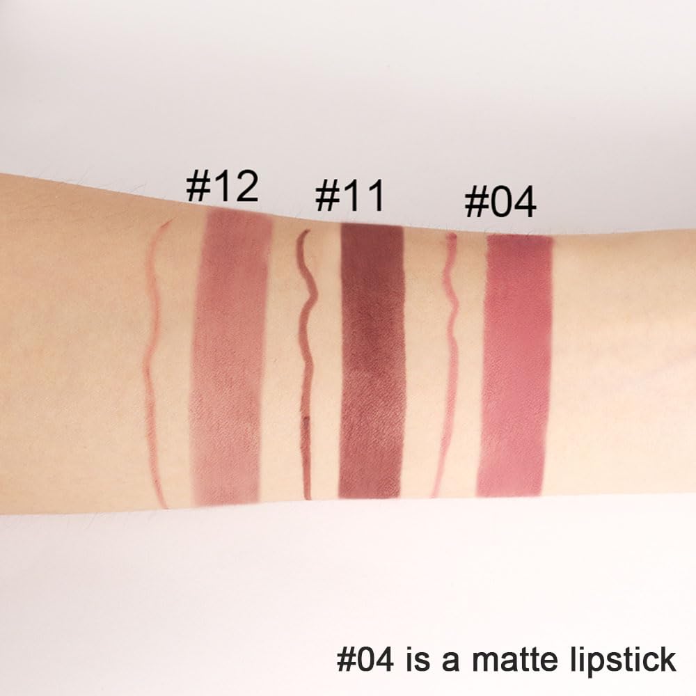 Kaely 2-in-1 Nude Brown Lip Liner & Lipstick Set Kit for Women, Matte Lips Kit with Lip Liner Lip Stains Long Lasting Waterproof 24 Hour Lipstick and Lip Liners Combo Lipliners Pencil Set 12-Velvo Beauty