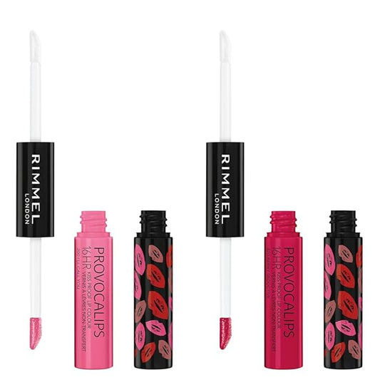 Rimmel London Provocalips 16hr Kiss-Proof Lip Color Bundle - 200 I'll Call You & 420 Berry Seductive, 14 fl.oz. Each-Velvo Beauty