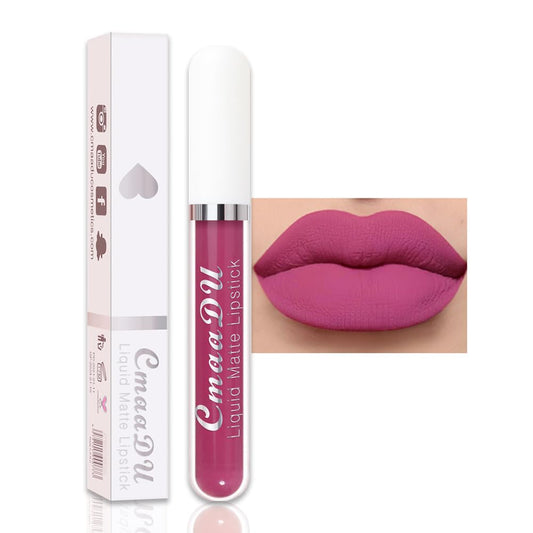 evpct 1Pcs Violet Pink Liquid Matte Lipstick Lipgloss Set for Women, labiales mate 24 horas originales matte larga duracion 24 Hour Lipstick Lip Stains Long Lasting Waterproof 24, 10#-Velvo Beauty