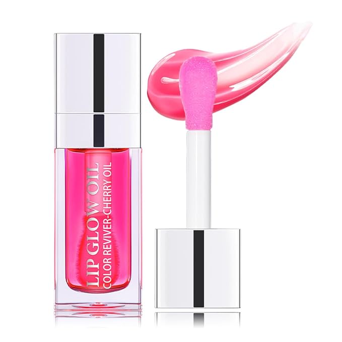 Hydrating Lip Glow Oil Moisturizing Plumping Lip Tint Lip Gloss Transparent Lip Balm Long Lasting Nourishing Repairing Lightening Lip Lines (007# RASPBERRY)-Velvo Beauty