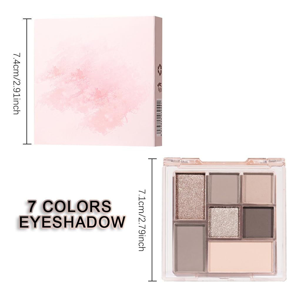 Nude Brown 7Colors Eyeshadow Makeup Palette with Mirror,Natural Neutral Eye Shadow Palettes for Older Women,Long Lasting Naturing-Looking,Lightweight,Waterproof,Eye Makeup Kit Travel Size,Vegan-Velvo Beauty