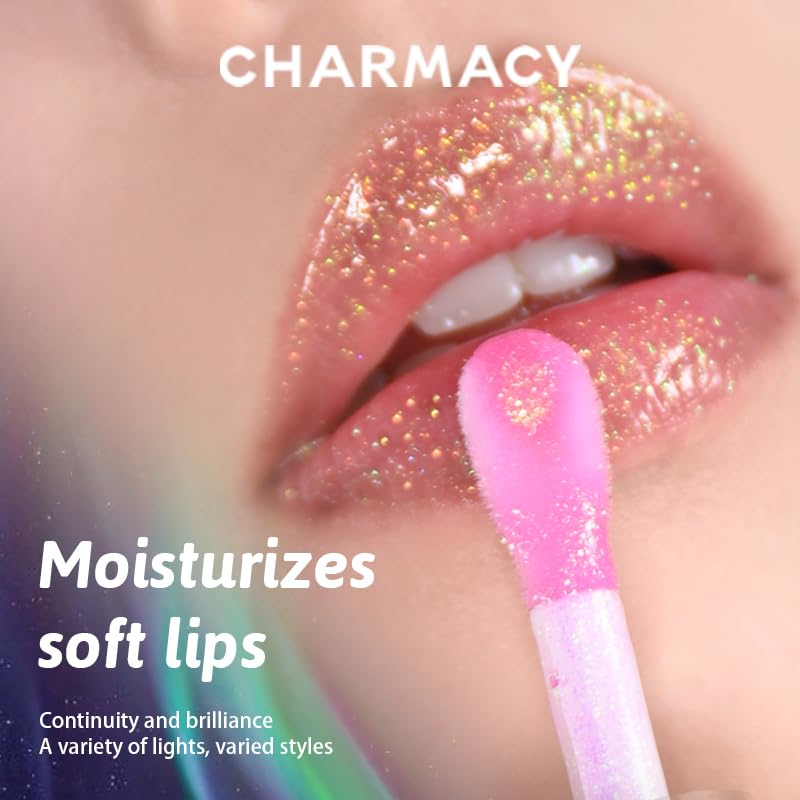 CHARMACY Aurora Chameleon Moisturizing Lip Gloss, MultiColor Shifting Shimmer Lip Gloss, Hydrating Non-Sticky Formula Glitter Lip Glaze, Easy to Apply, Long-Lasting, High-Shine Sheer Finish #01-Velvo Beauty