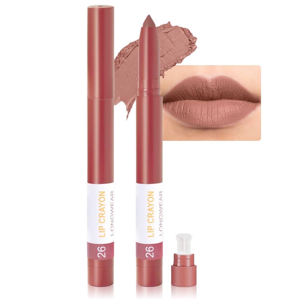 BINGBRUSH Lip Crayons Matte Longwear Lipstick Pack Set,Moisture Smooth Lipliner With Built-in Sharpener Ultimate Super Stay Ink Lip Crayon for Makeup- Waterproof Velvet Lipgloss Lip Stain(26#Salmon)-Velvo Beauty