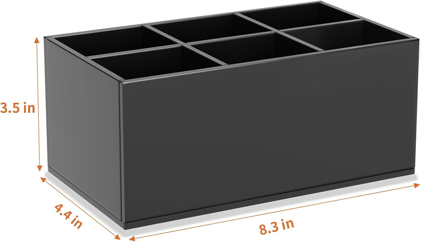 HIIMIEI Black Makeup Brush Holder Organizer Acrylic 6-Slots Cosmetic Brushes Storage Organizer for Vanity Countertop-Velvo Beauty
