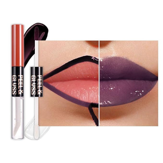 Lip Stain Peel Off Lip Gloss oil Dual-Ended Combo, Deep Berry Lips Liner Stain Peel Off Tattoo, Long Lasting & Waterproof, Transfer-Proof Lip Tint Stain with Lip oil for All Skin Type 08#-Velvo Beauty