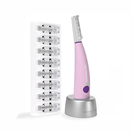Michael Todd Beauty Sonicsmooth Dermaplane Razor for Women Face + Eyebrow trimmer Dermaplaning System - Peach Fuzz Remover - 8 Weeks of Dermaplaning Blades-Velvo Beauty