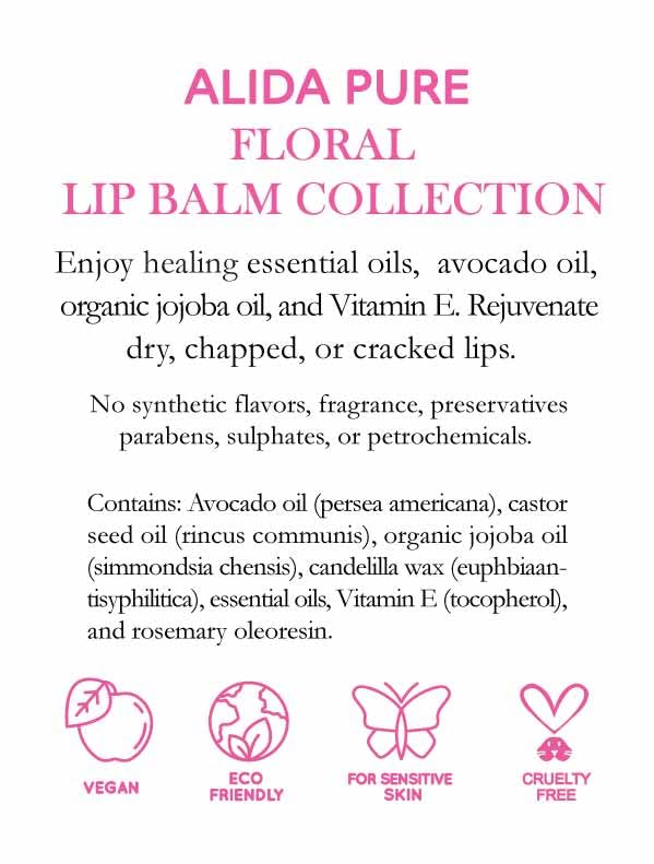 Floral Lip Balm Collection, Vegan Lip Balm Set, Beeswax Free, with Avocado Oil, Organic Jojoba Oil, and Vitamin E, Natural Moisturizer for Dry, Chapped or Cracked Lips, 3 Tube Set-Velvo Beauty