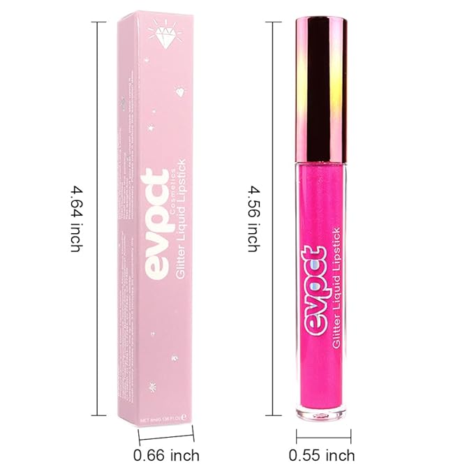 evpct 1Pcs Hot Pink Glitter Metallic Shimmer Diamond Lipstick Lip Gloss for Women Long Lasting Waterproof, Light Bright Rose Pink Sparkle Glitter Matte Liquid Lipstick Lip Makeup Kit, 11#-Velvo Beauty